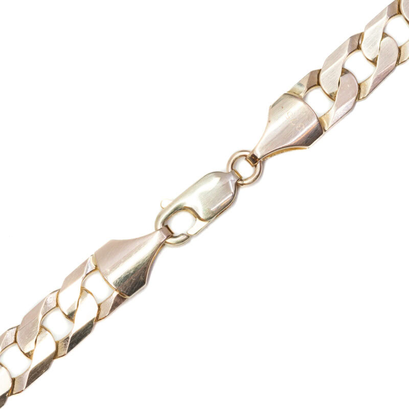 Heavy 9ct Yellow Gold Flat Curb Link Chain Necklace 50cm #63401