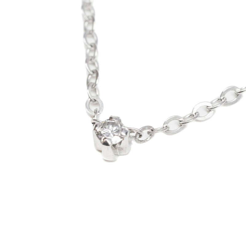 14ct White Gold Round Single Diamond Necklace 40cm #7138-20
