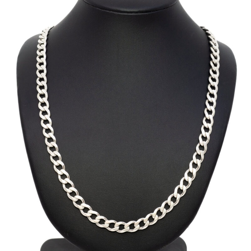 Heavy Sterling Silver Curb Link Chain Necklace 57cm #63226