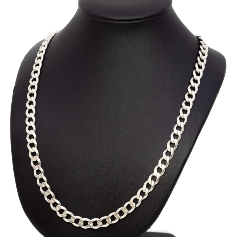 Heavy Sterling Silver Curb Link Chain Necklace 57cm #63226