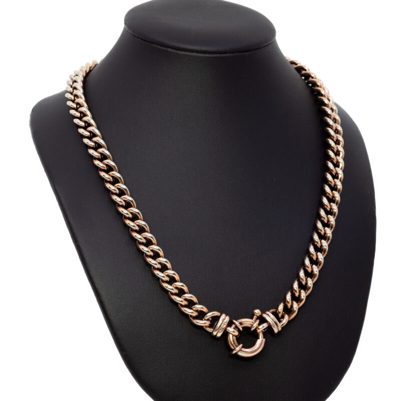 Rounded Curb Chain Necklace 18ct Gold Lined 45cm #27751