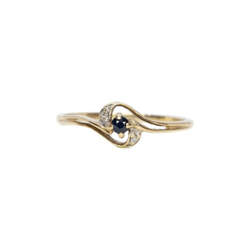 9ct Yellow Gold Sapphire & Diamond Ring Size N #63758