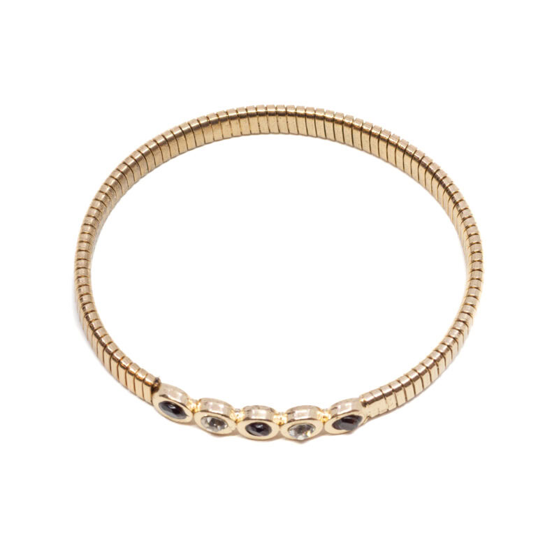 Gold Plated Garnet & Crystal Bracelet Bangle 66mm #63537