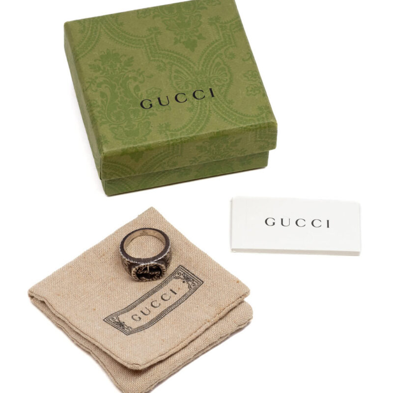 Gucci Sterling Silver Interlocking GG 1660-FI Ring Size 20 + Box #63245