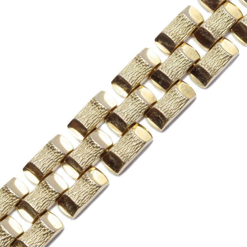 Heavy 14ct Yellow Gold Retro Textured Tank / Bricklink Bracelet 585 #63571 - Image 3