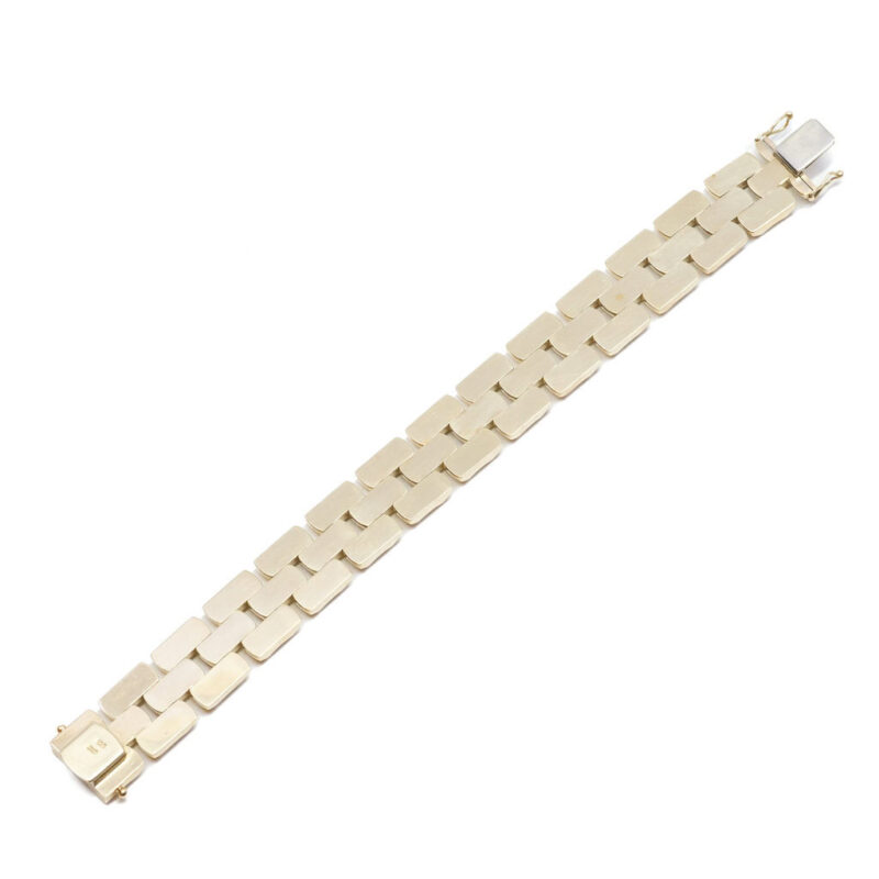 Heavy 14ct Yellow Gold Retro Textured Tank / Bricklink Bracelet 585 #63571 - Image 5