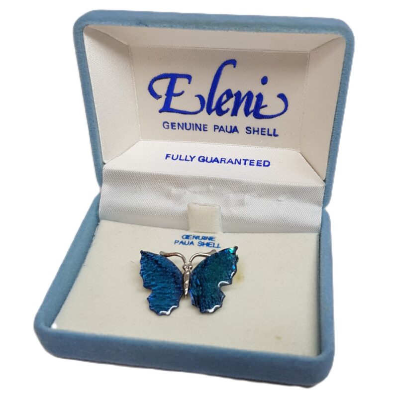 Eleni Paua Shell Metal Butterfly Brooch in Box #9636-47