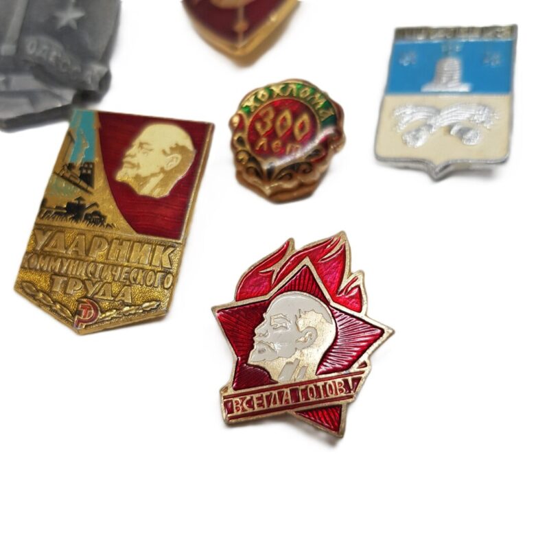 11x Vintage Soviet Era Badges Collection (Stalin & Lenin) #62908