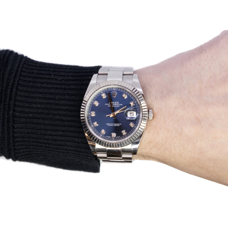 Rolex 126334 Datejust 41 Blue Diamond Dial Fluted Bezel Watch + Box / Papers / Booklet #64169