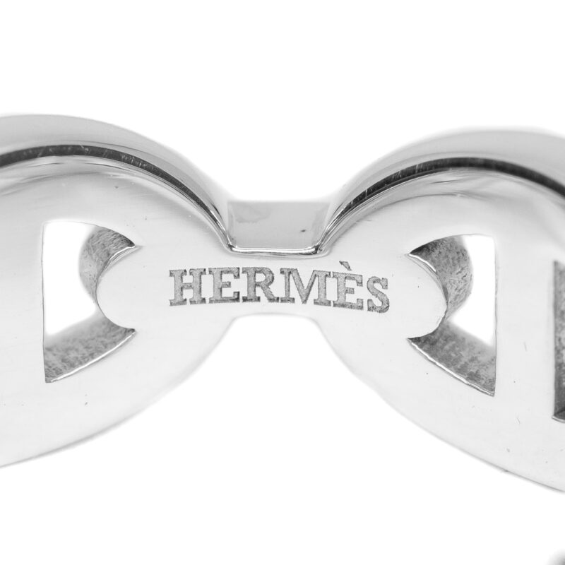 Hermes Sterling Silver Chaine D'ancre Enchainee Ring Size N RRP $855 #63740