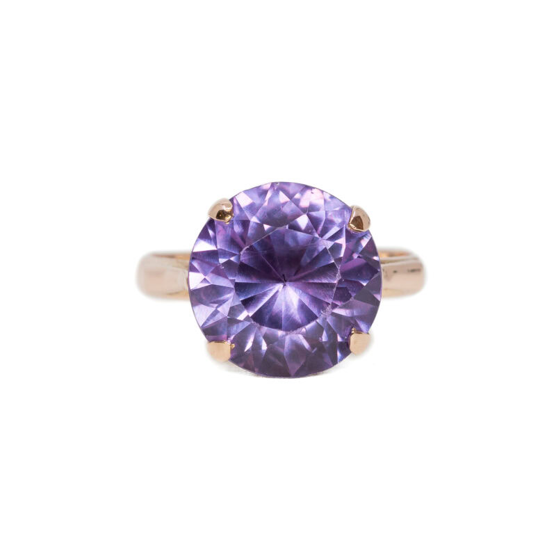 Vintage 14ct Rose Gold Synthetic Purple Sapphire Cocktail Ring Size L 1/2 #2076-1