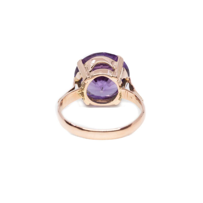 Vintage 14ct Rose Gold Synthetic Purple Sapphire Cocktail Ring Size L 1/2 #2076-1