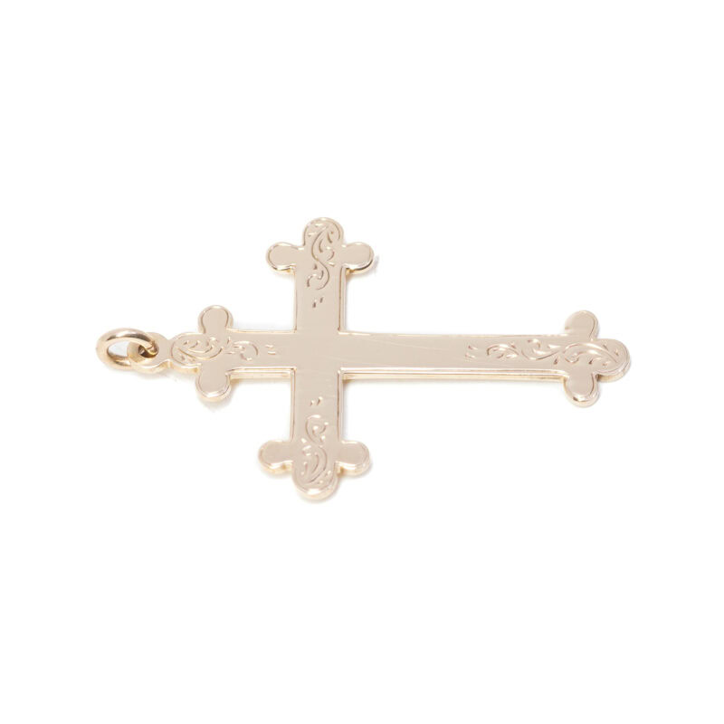 9ct Yellow Gold Traditional Orthodox Cross Pendant Charm #7138-5