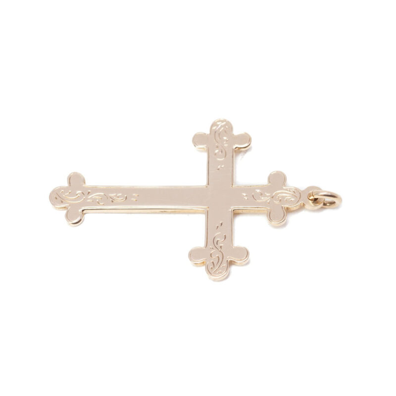 9ct Yellow Gold Traditional Orthodox Cross Pendant Charm #7138-5