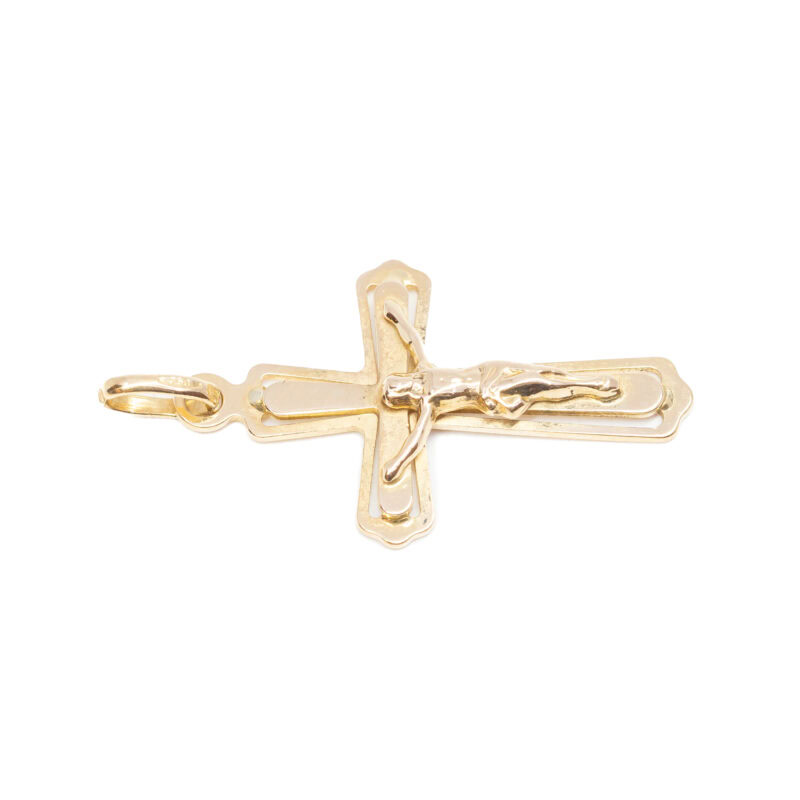 18ct Yellow Gold Crucifix Cross Pendant #63896