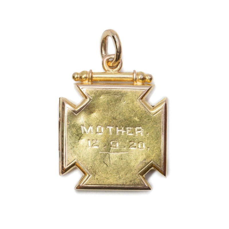 Antique 9ct Yellow Gold Locket Pendant - Engraved C/1920s #59629