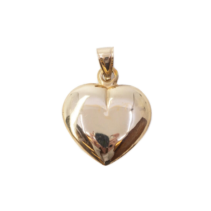 9ct Yellow Gold Love Heart Puff Pendant #63384