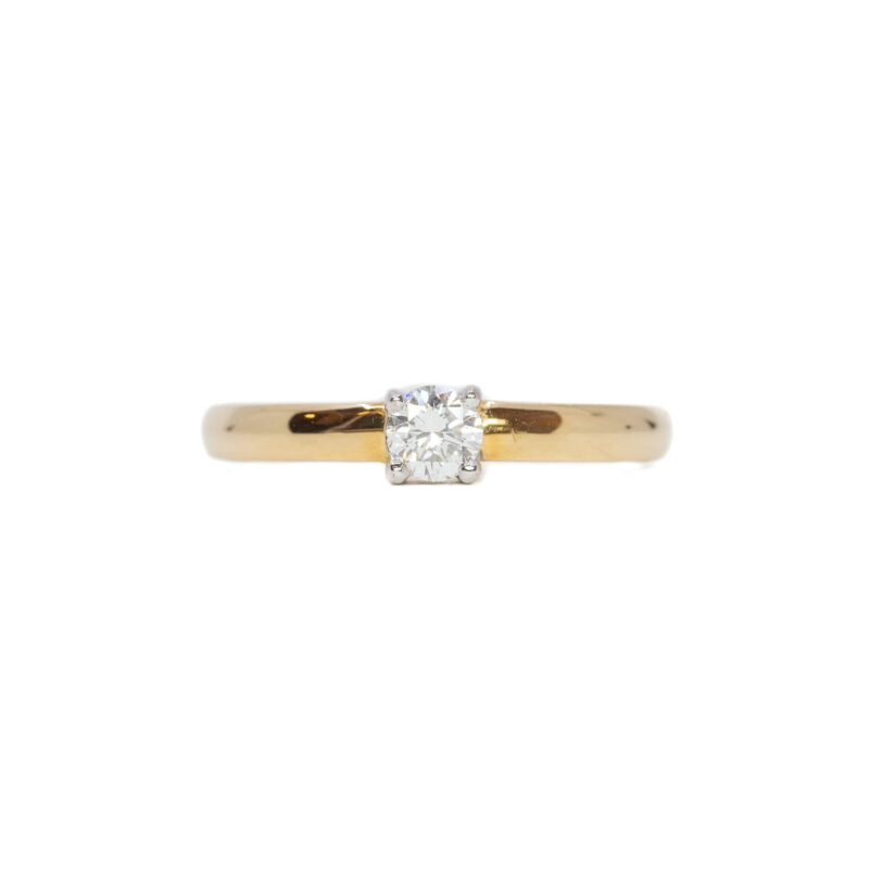 18ct Yellow Gold 0.25ct Diamond Solitaire Ring Size M 1/2 #63598