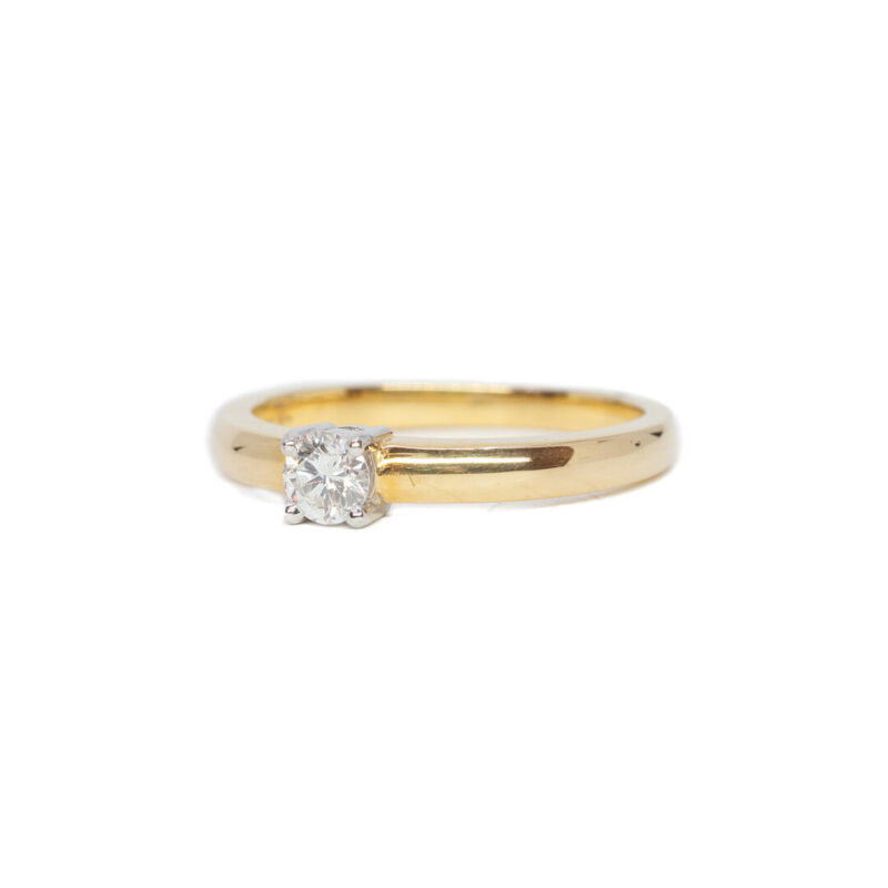 18ct Yellow Gold 0.25ct Diamond Solitaire Ring Size M 1/2 #63598