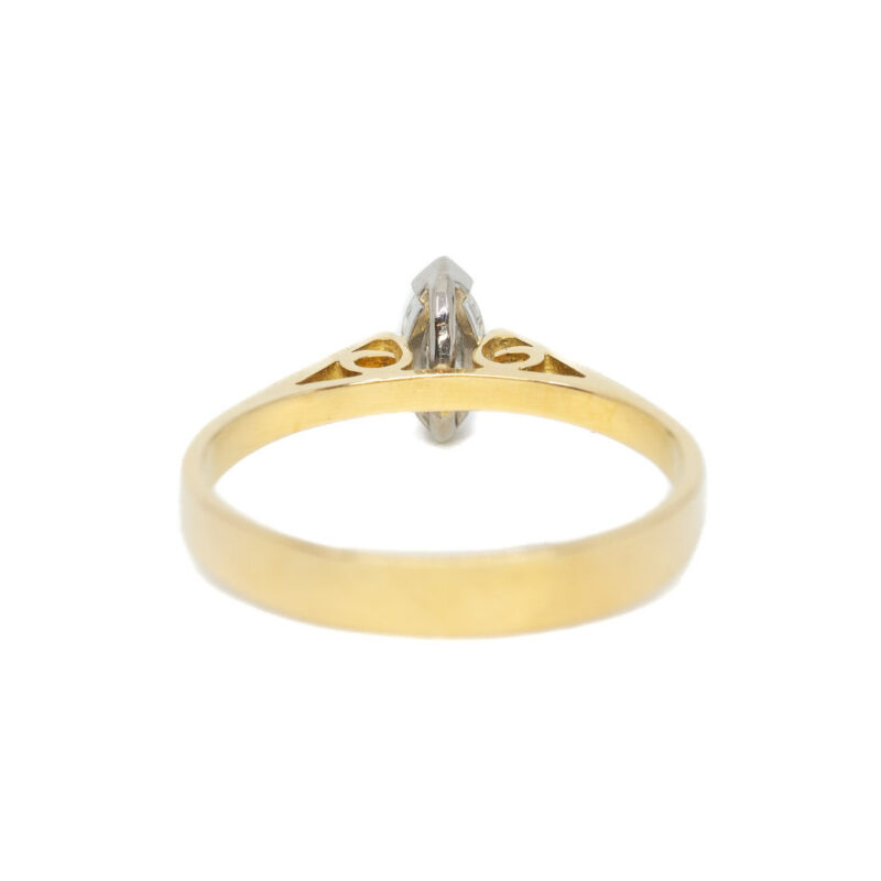 18ct Yellow Gold Marquise Diamond Solitaire Ring Size M #63602