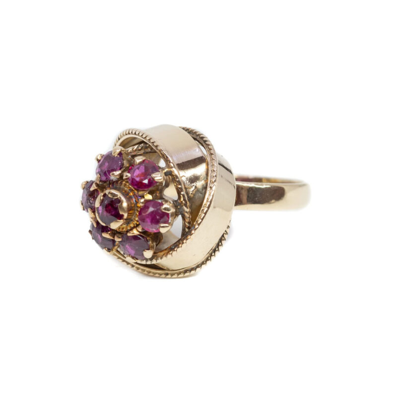 Handmade 18ct Yellow Gold Ruby Cocktail Ring Val $4330 Size L 1/2 #63433