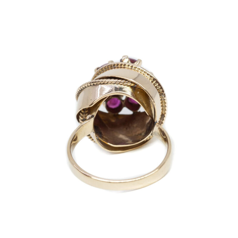 Handmade 18ct Yellow Gold Ruby Cocktail Ring Val $4330 Size L 1/2 #63433