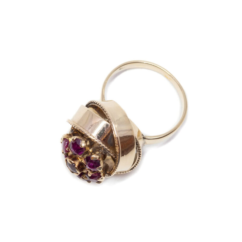 Handmade 18ct Yellow Gold Ruby Cocktail Ring Val $4330 Size L 1/2 #63433