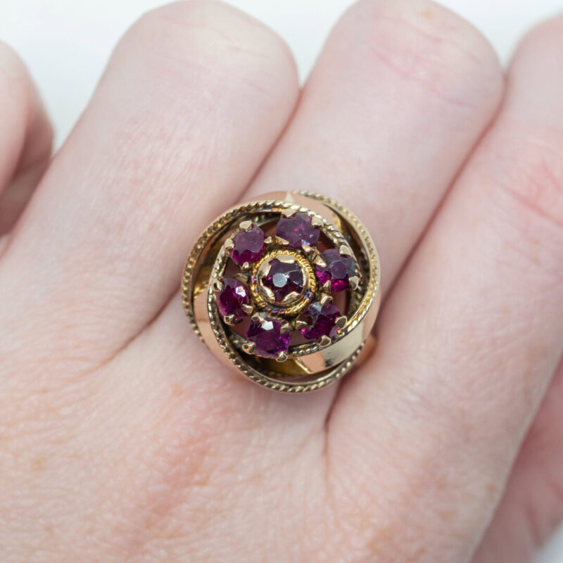 Handmade 18ct Yellow Gold Ruby Cocktail Ring Val $4330 Size L 1/2 #63433