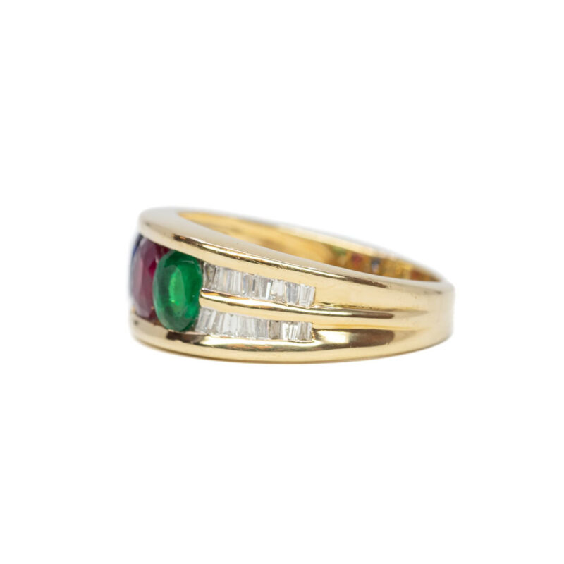 18ct Yellow Gold Ruby, Sapphire, Emerald & Diamond Ring Val $5250 #30398