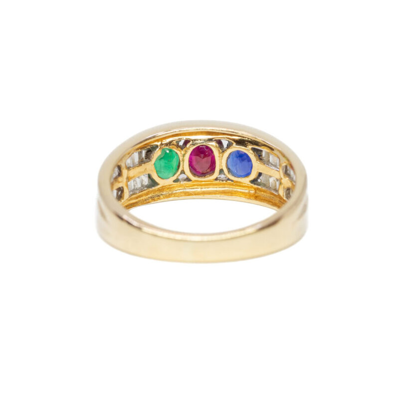 18ct Yellow Gold Ruby, Sapphire, Emerald & Diamond Ring Val $5250 #30398