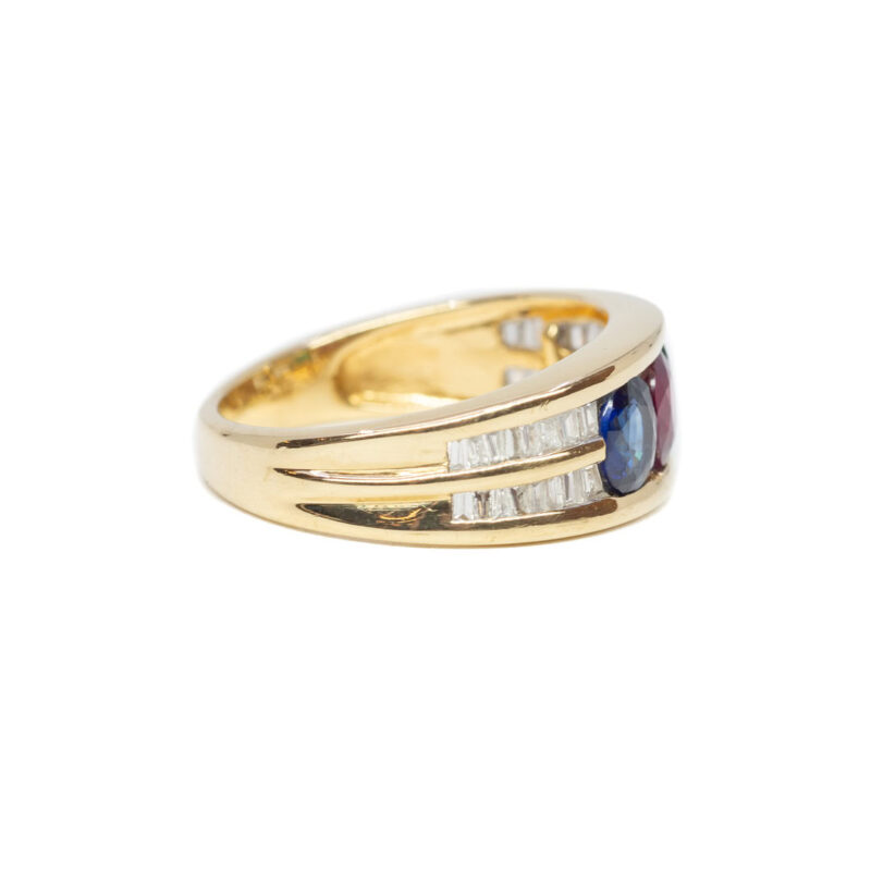 18ct Yellow Gold Ruby, Sapphire, Emerald & Diamond Ring Val $5250 #30398