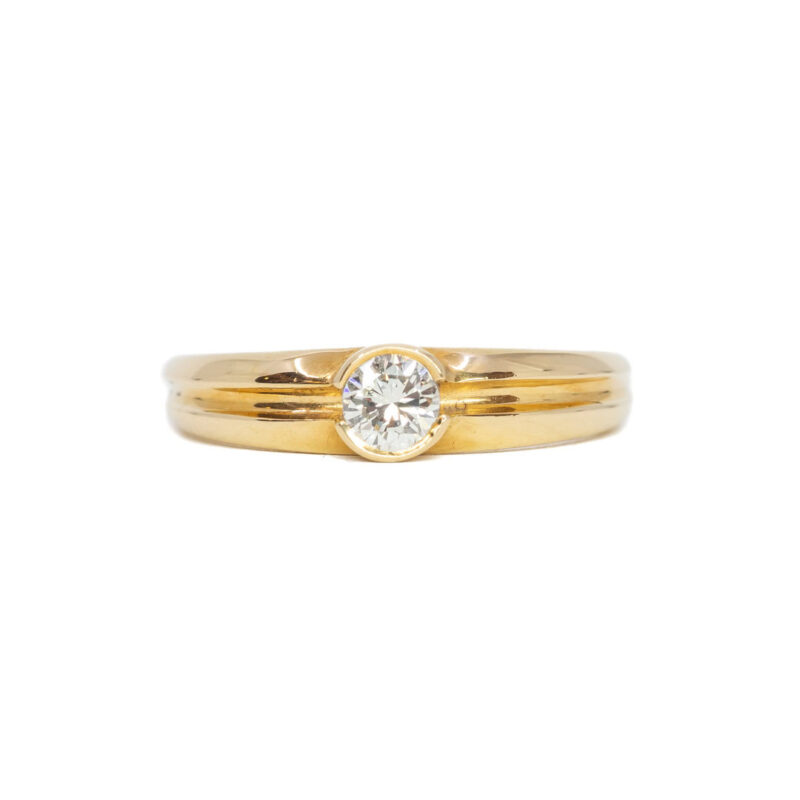 18ct Yellow Gold Round Brilliant Diamond Solitaire Ring Size L 1/2 #63619