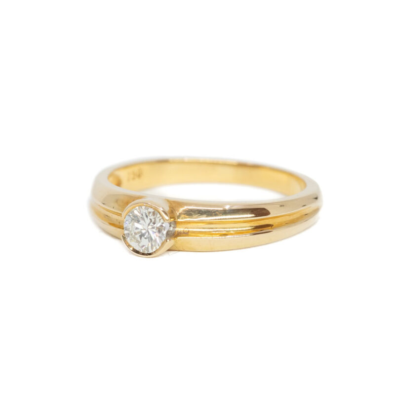 18ct Yellow Gold Round Brilliant Diamond Solitaire Ring Size L 1/2 #63619