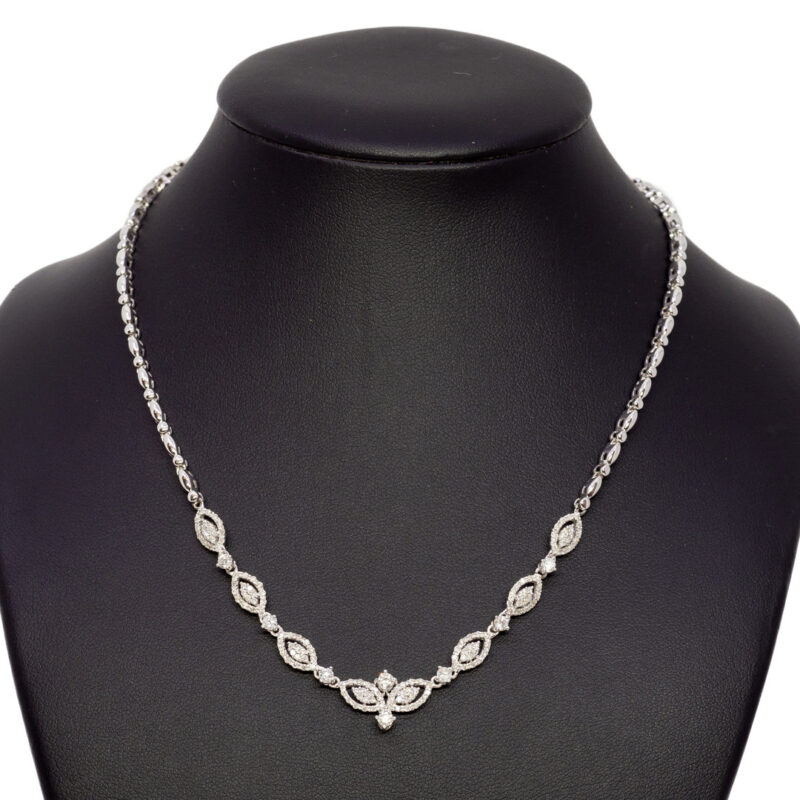 1.27ct TW Diamond Marquise Necklet in 18ct White Gold 38cm Val $6100 #63073