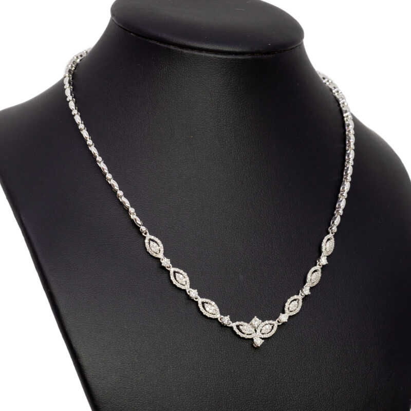 1.27ct TW Diamond Marquise Necklet in 18ct White Gold 38cm Val $6100 #63073