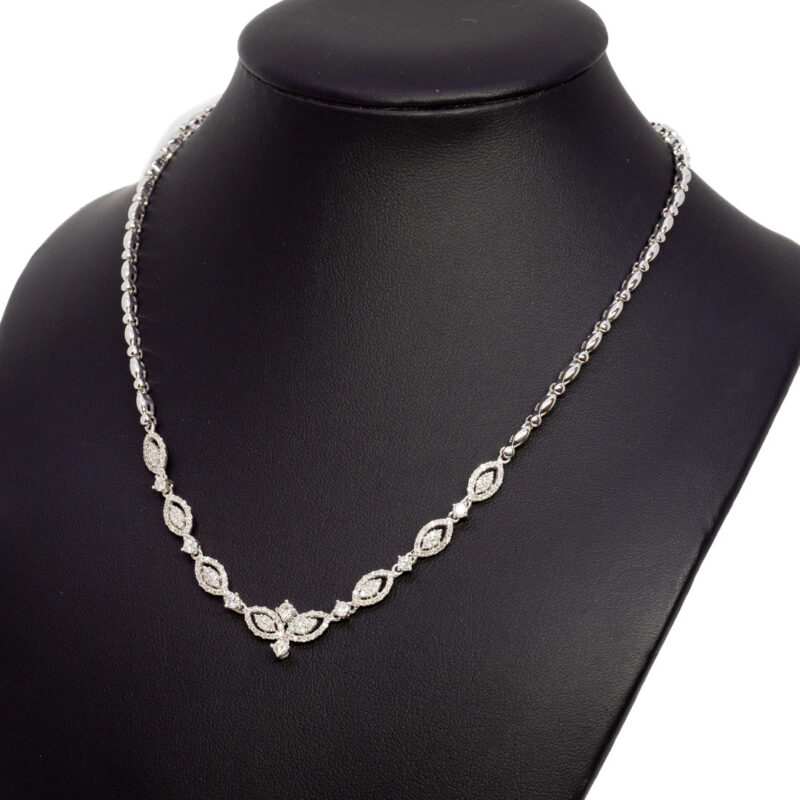 1.27ct TW Diamond Marquise Necklet in 18ct White Gold 38cm Val $6100 #63073