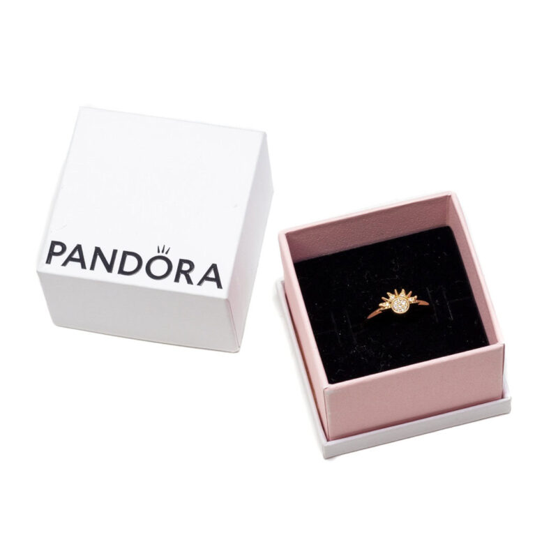 Pandora Celestial Sparkling Sun 9ct Yellow Gold-Plated Ring Size 50 + Box #63689