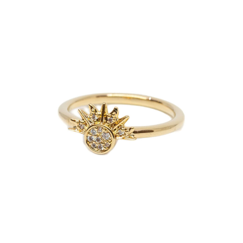 Pandora Celestial Sparkling Sun 9ct Yellow Gold-Plated Ring Size 50 + Box #63689