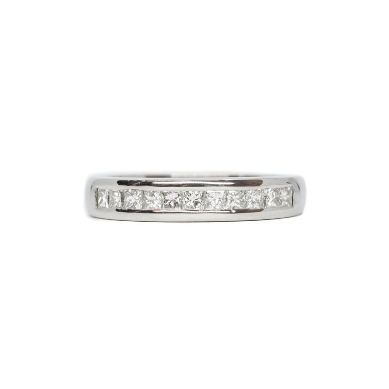 18ct White Gold 0.55ct TW Diamond Channel Band Ring Size P + Val $7750 #63730