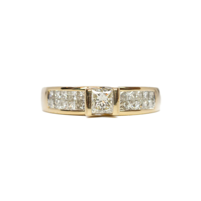 18ct Yellow Gold 0.75ct TW Princess Cut Diamond Ring Val $5150 Size L 1/2 #63399