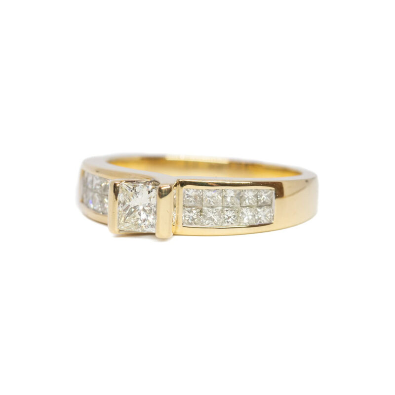 18ct Yellow Gold 0.75ct TW Princess Cut Diamond Ring Val $5150 Size L 1/2 #63399