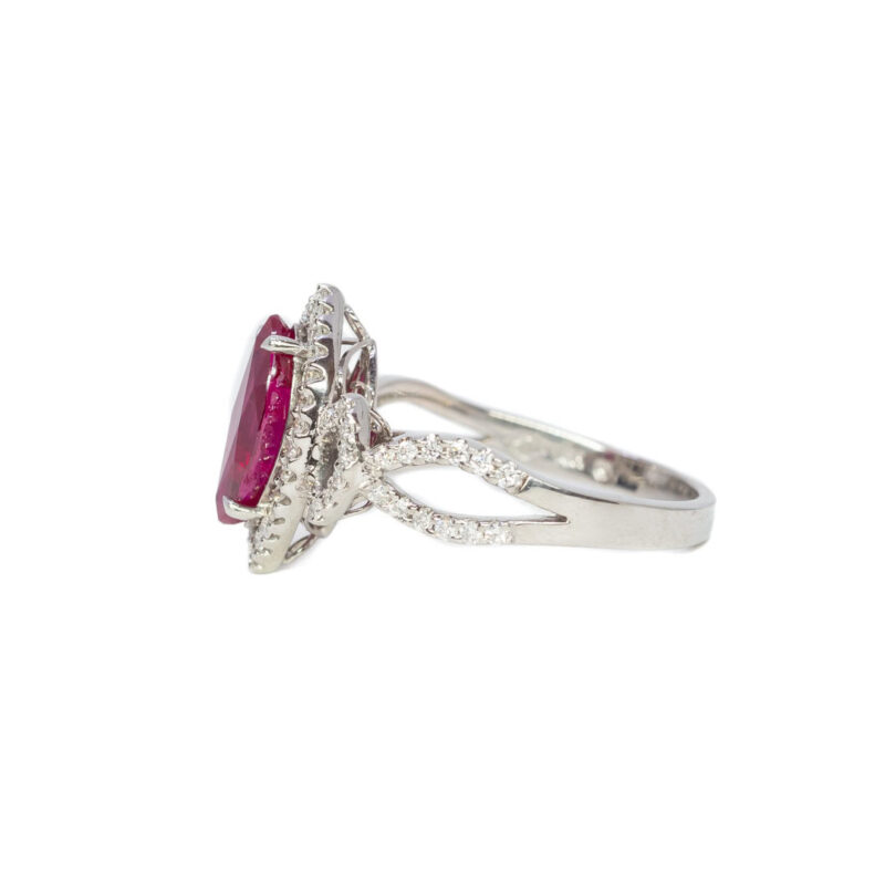 18ct White Gold Marquise 2.03ct Natural Ruby Diamond Ring Val $19000 #63075