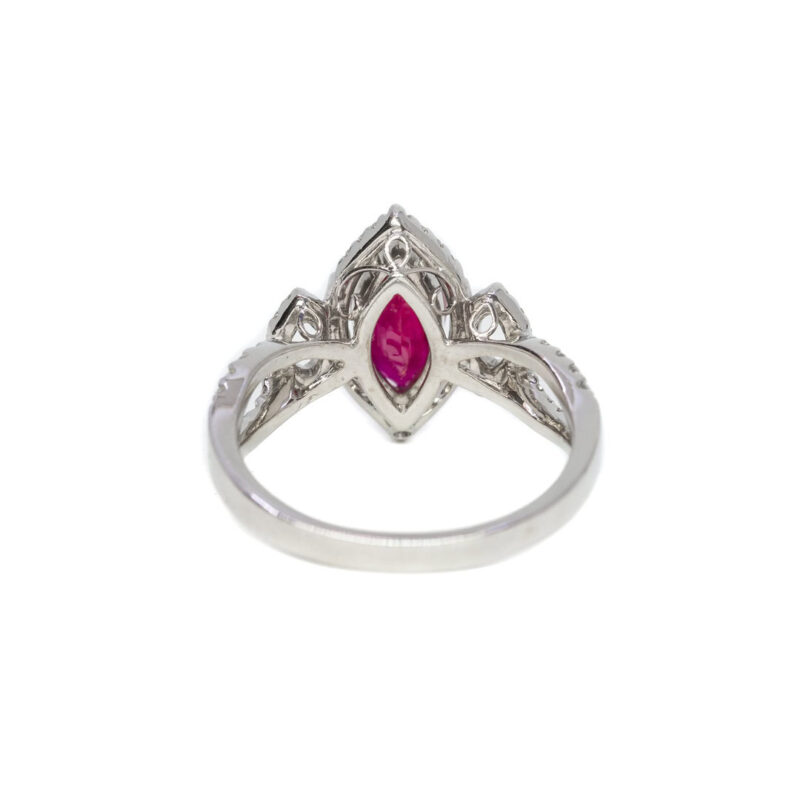 18ct White Gold Marquise 2.03ct Natural Ruby Diamond Ring Val $19000 #63075