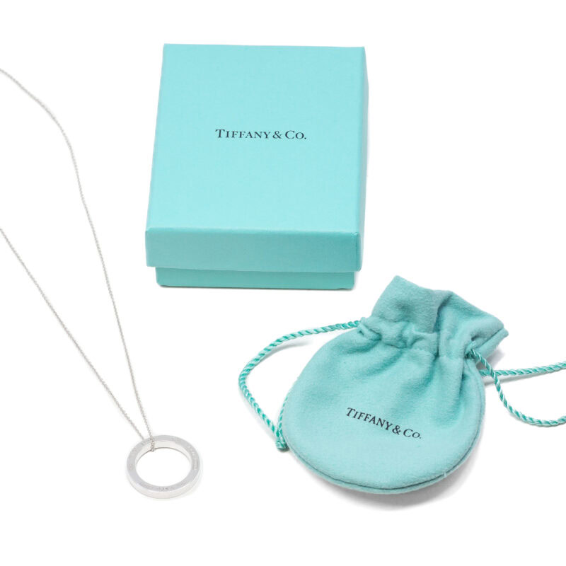 Tiffany & Co. Large 1837 Silver Circle Pendant on 45cm Chain + Box / Pouch #63792