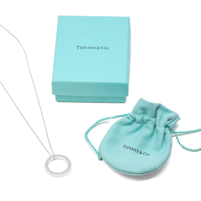 Tiffany & Co. Large 1837 Silver Circle Pendant on 45cm Chain + Box / Pouch #63792