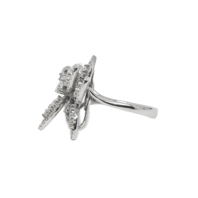 18ct White Gold 2ct TW Diamond Flower Ring Val $6500 #63074