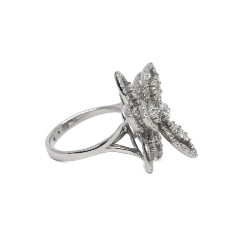 18ct White Gold 2ct TW Diamond Flower Ring Val $6500 #63074