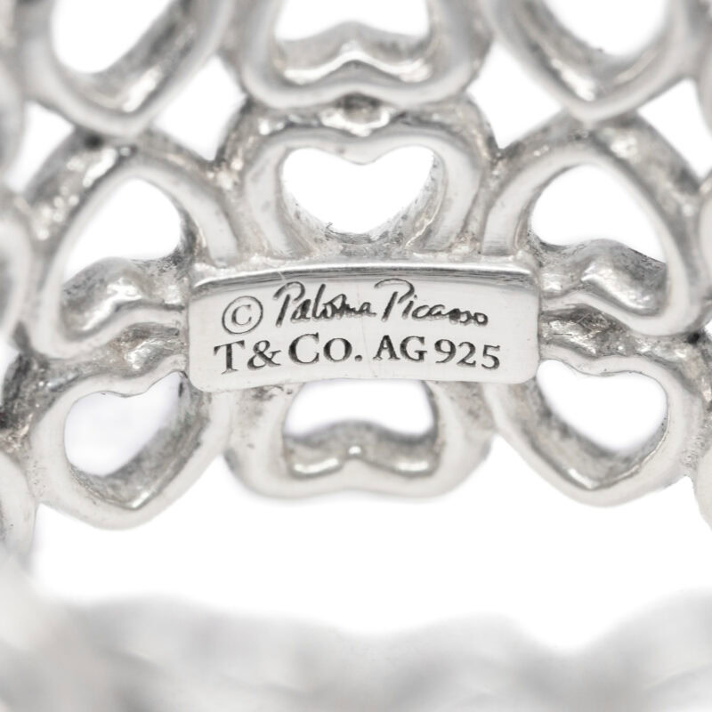 Tiffany & Co Silver Paloma Picasso Crown of Hearts Wide Band / Ring + Pouch #63791