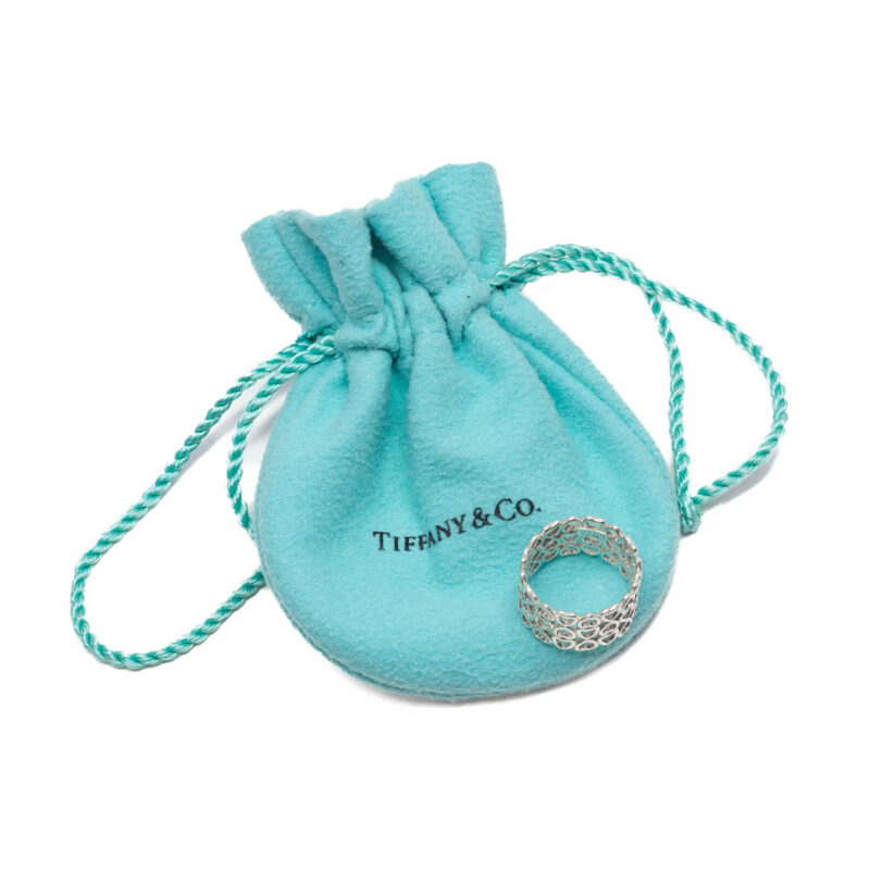 Tiffany & Co Silver Paloma Picasso Crown of Hearts Wide Band / Ring + Pouch #63791