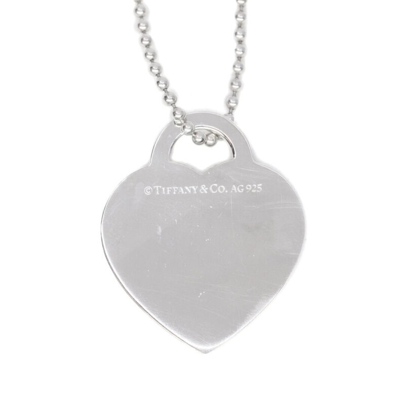 Tiffany & Co. Silver Large Blue Heart Tag Pendant & 85cm Chain #63793-1